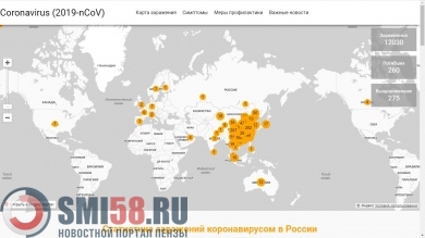 В России запустили портал, показывающий распространение нового коронавируса