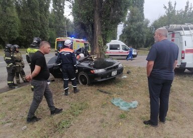 В Пензе при наезде автомобиля на дерево пострадали три человека