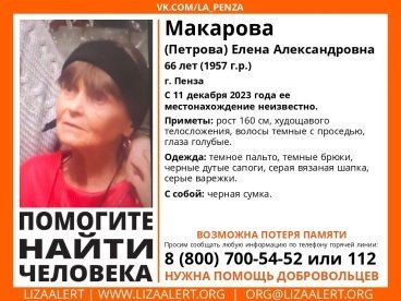 В Пензе пропала 66-летняя Елена Макарова