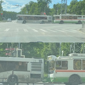 В Пензе столкнулись автобус с троллейбусом