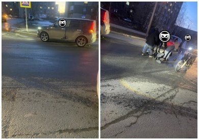 На улице Антонова в Пензе мотоциклист без фар протаранил автомобиль