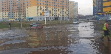 Пензенцев предупредили о перекрытии затопленной дороги в районе ТЦ «Леруа Мерлен»