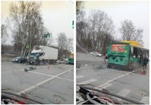 Грузовик протаранил автобус на улице 40 лет Октября в Пензе