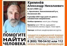В Нижнеломовском районе пропал 66-летний Александр Кремнев