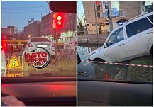 В яму на перекрестке улиц Суворова и Кулакова в Пензе провалился автомобиль